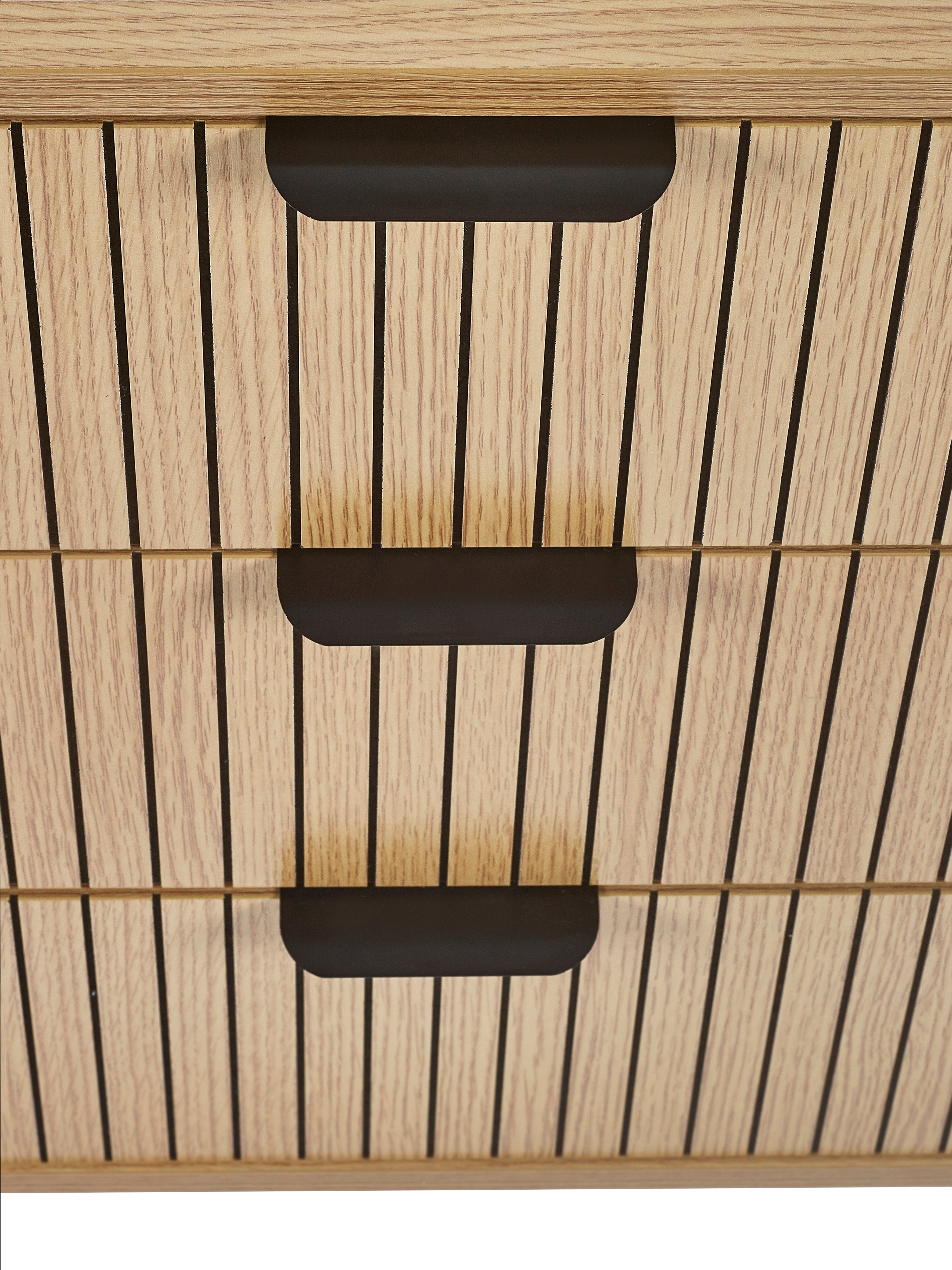 Arya Slatted Oak Wood Chest of Drawers | 3 Drawers